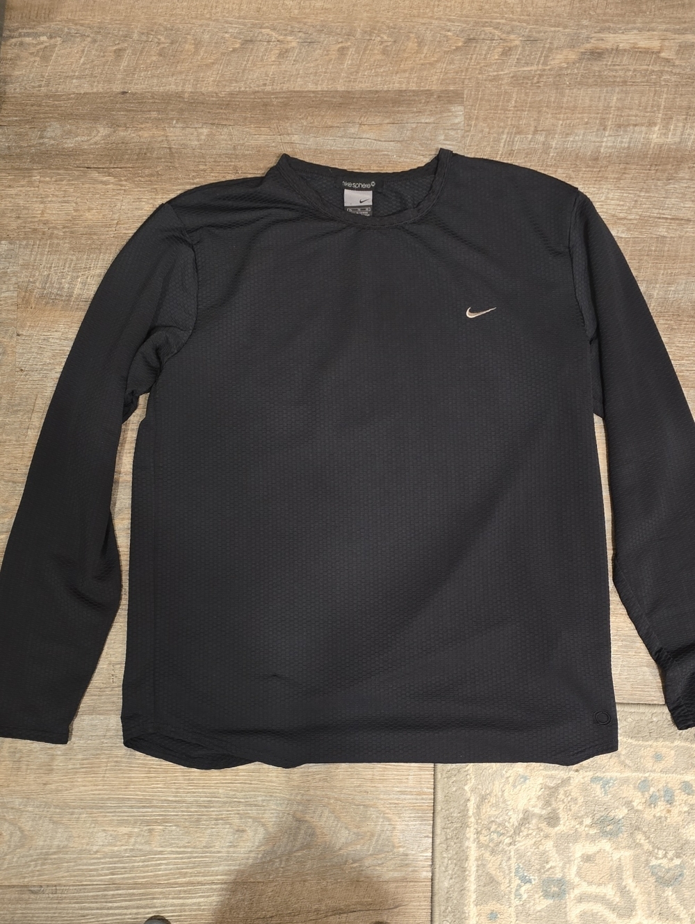 Nike Black Long Sleeve Athletic Crew with Small Swoosh